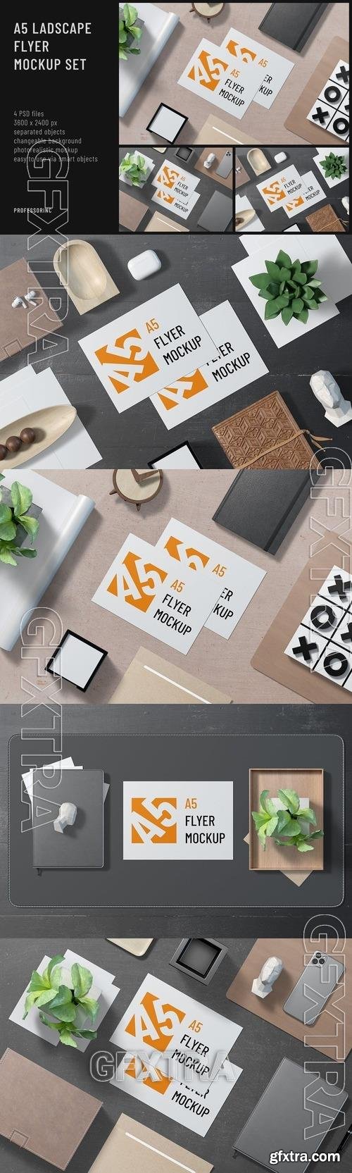 A5 Landscape Flyer Mockup Set VMFCR2N