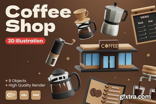 Coffee Shop 3D Illustrations UH4ZSBW