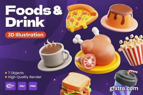 Foods and Drink 3D Illustrations G58RHML