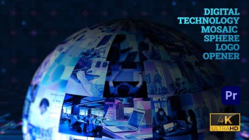 Videohive - Digital Technology Mosaic Sphere Logo Opener - Premiere Pro