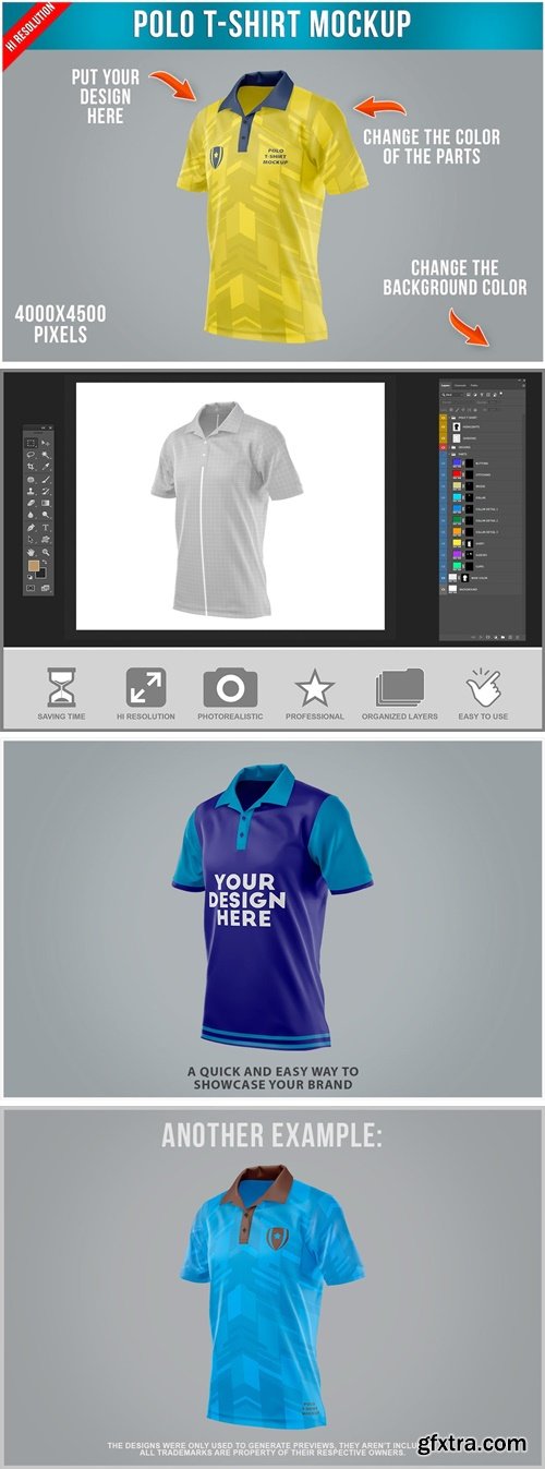 Polo T-Shirt Mockup - Half Side View TU64GUF