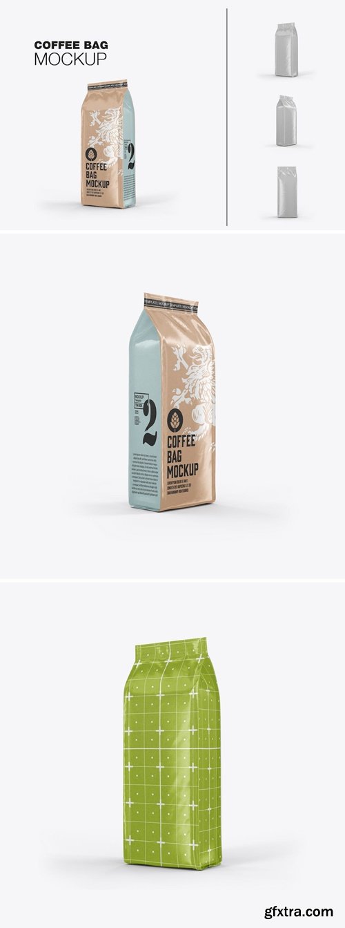 Set Kraft Paper Coffee Bag Mockup TFHK6YA