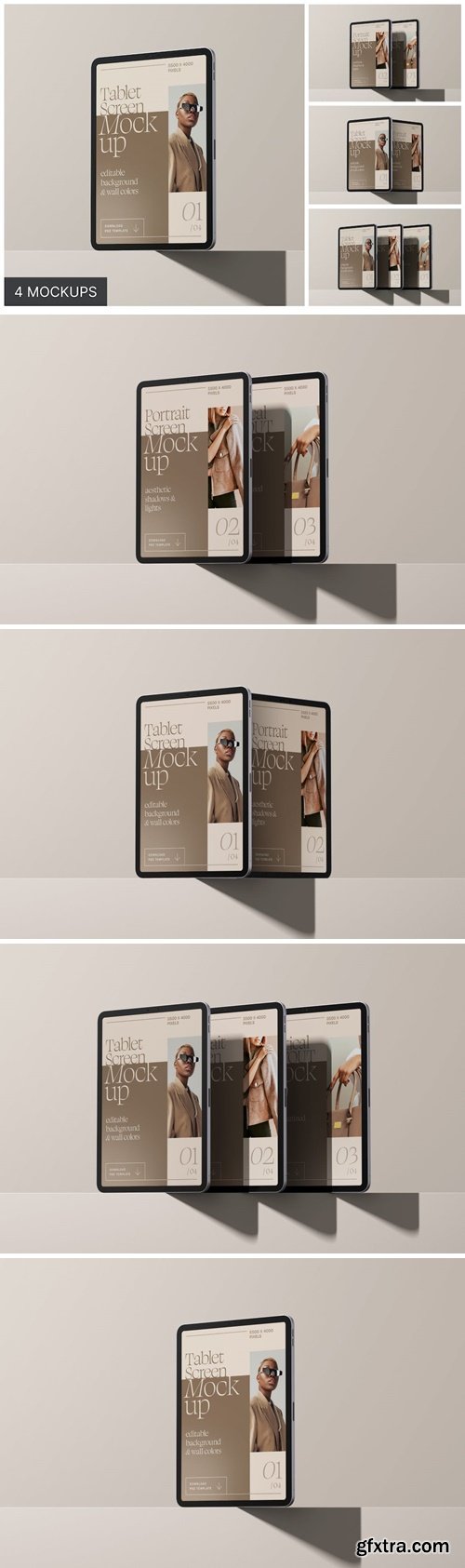 Vertical iPad Pro Screen Mockup Set KKGQH6J