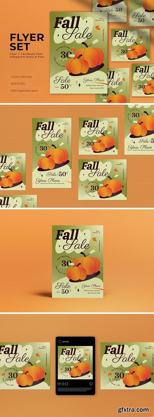 Green Gradient Fall Sale Flyer Set RC7TG84