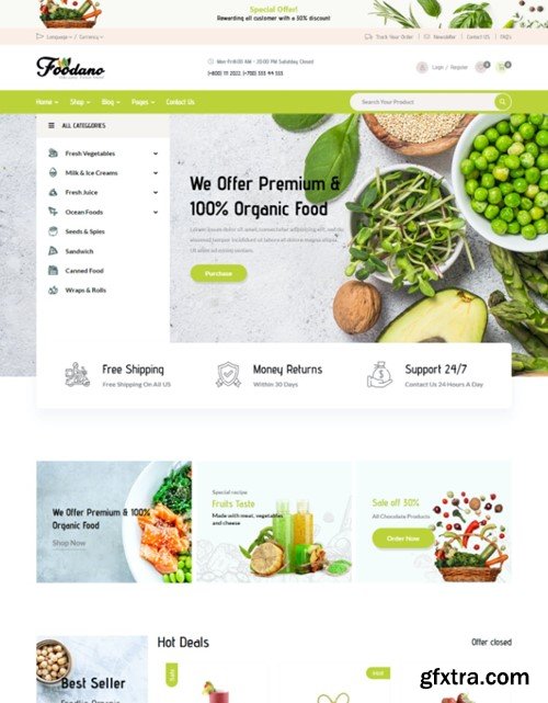 Foodano - Organic Food Shop Grocery HTML Template 7ZVLG76