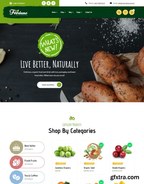 Foodano - Organic Food Shop Grocery HTML Template 7ZVLG76