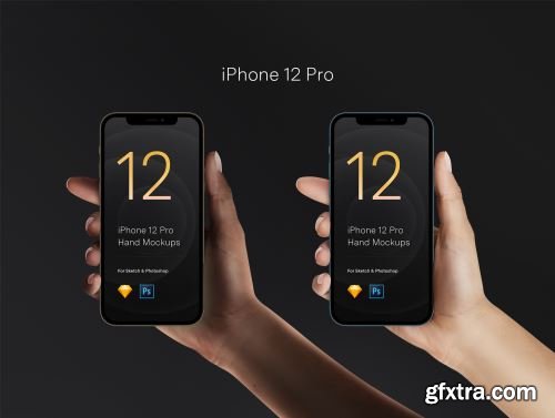 2 Hands Mockups iPhone 12 Pro & iPhone 12 Ui8.net