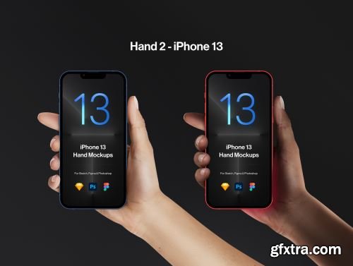 2 Hands Mockups iPhone 13 Pro & iPhone 13 Ui8.net