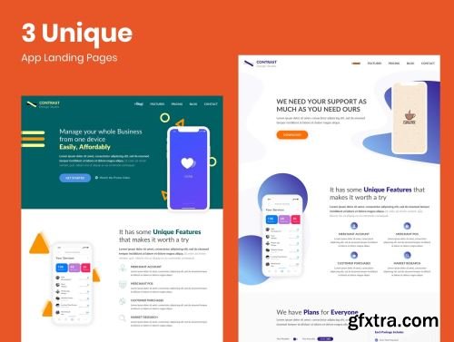 3 App Landing Pages Ui8.net