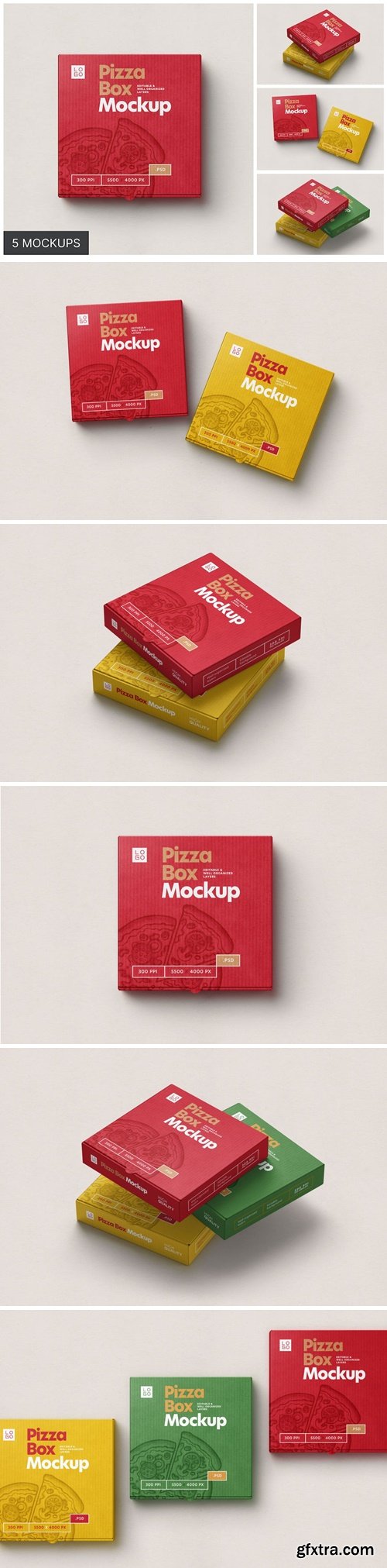 Pizza Box Packaging Mockup Set 6846MFA