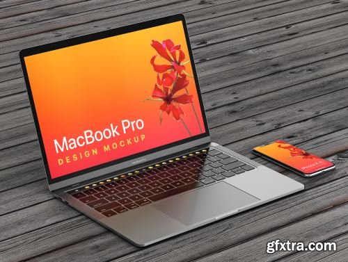 MacBook Pro & iPhone XS Design Mockup Ui8.net