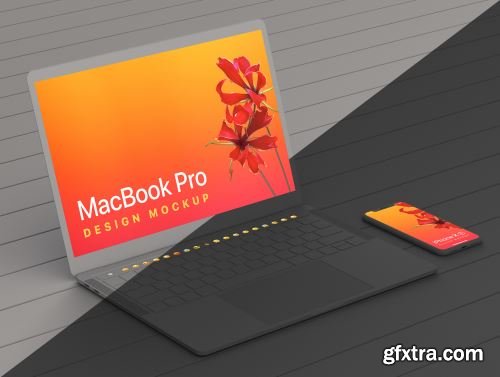 MacBook Pro & iPhone XS Design Mockup Ui8.net