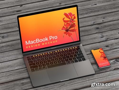 MacBook Pro & iPhone XS Design Mockup Ui8.net