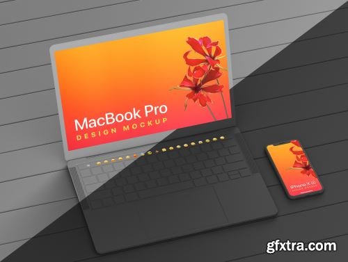 MacBook Pro & iPhone XS Design Mockup Ui8.net