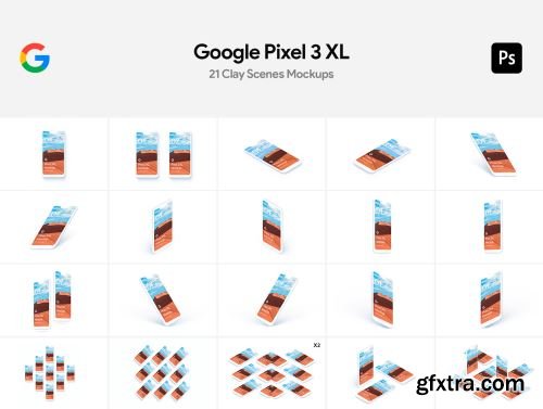 21 Google Pixel 3 XL Clay Mockups Ui8.net