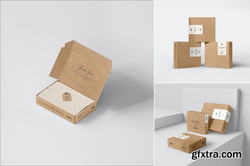 Paper Mailing Box Packaging Branding Mockup Set 52BKMBC