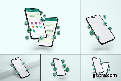 Whatsapp Smartphone Screen Conversation Mockup Set HXEQ4HY