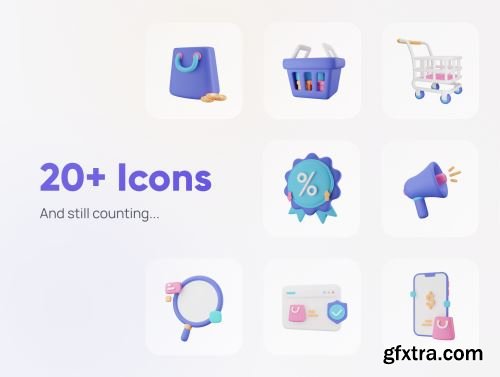 Commercially - E-Commerce 3D Icon Set Ui8.net