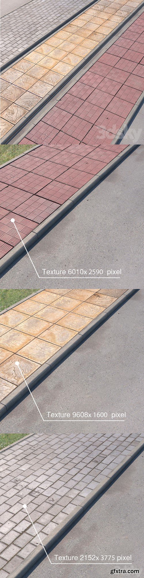 3 variants of pavement with road set_2