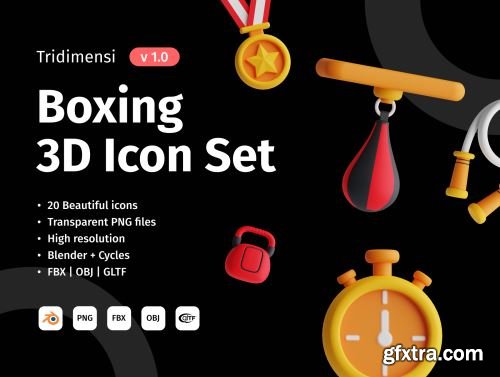 3D Boxing Icon Set Ui8.net