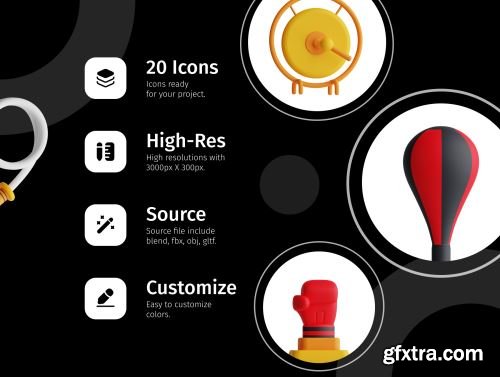 3D Boxing Icon Set Ui8.net