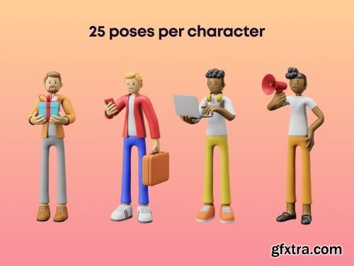 3D Character Pack Illustration & 3D Elements object Ui8.net