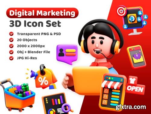 3d Digital Marketing Icon Ui8.net
