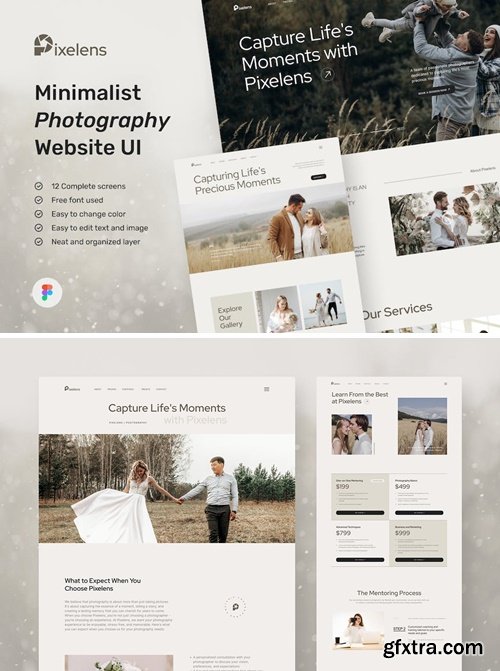 Pixelens &ndash; Photography Website Design UI Template T4RRTZY