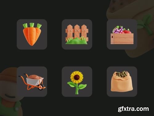 3D Gardening Icon Set Ui8.net