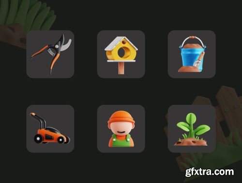 3D Gardening Icon Set Ui8.net