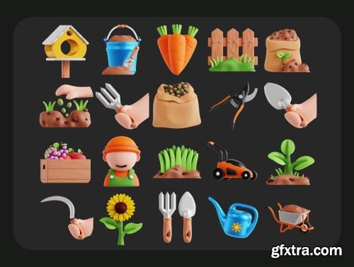 3D Gardening Icon Set Ui8.net