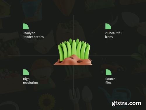 3D Gardening Icon Set Ui8.net