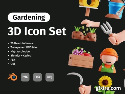 3D Gardening Icon Set Ui8.net