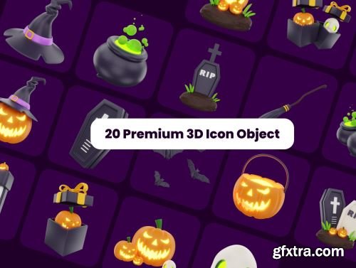 3D Halloween Icon Set Pack Ui8.net