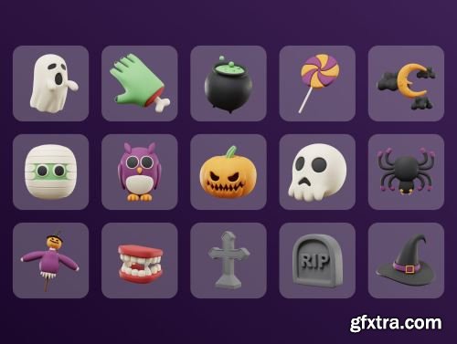 3D Halloween Illustration set Ui8.net