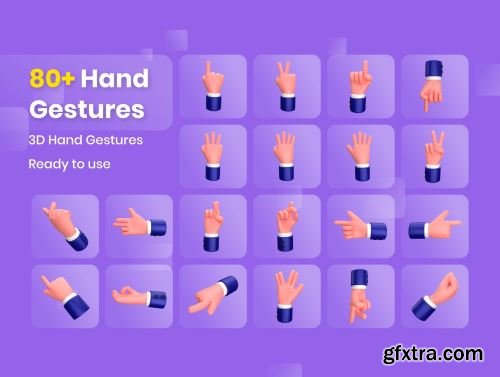 Hand Gestures - 3D Illustration Ui8.net