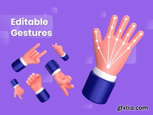 Hand Gestures - 3D Illustration Ui8.net