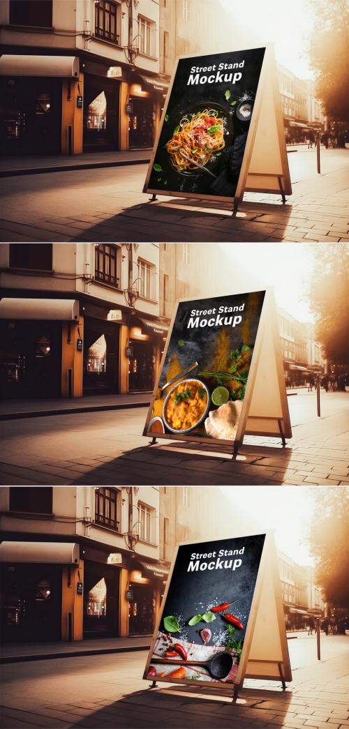 Street Advertisement Stand Mockup. Ai Generative 593524432