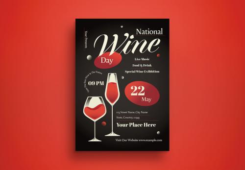 Black Gradient National Wine Day Flyer Layout 582992040