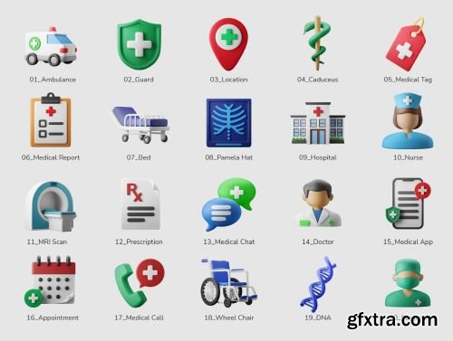 3D Icon Illustration Set - Medical Vol. 01 - Hospital & Clinic Ui8.net