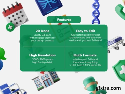 3D Icon Illustration Set - Medical Vol. 01 - Hospital & Clinic Ui8.net