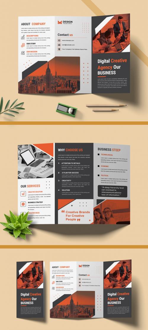 Business Agency Trifold Brochure Design Template 582361498