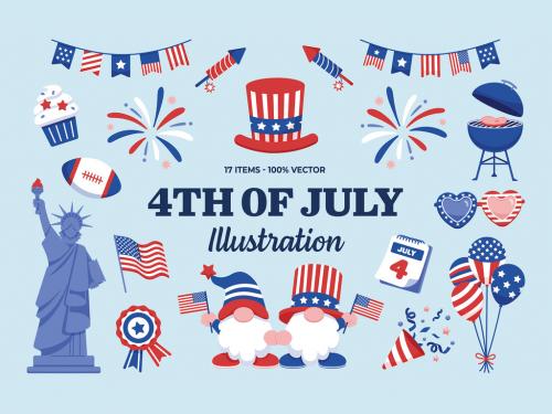 4th July Vector Illustrations Set 579071864