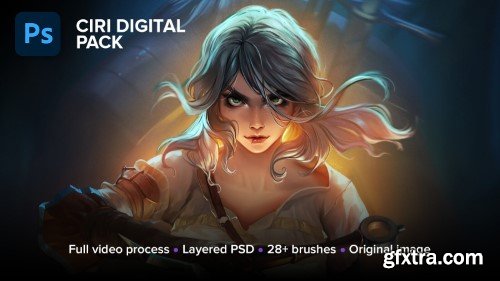 Artstation - Ciri Digital Package. Full process (26h10m), PSD, brushes, 3500x5000 image