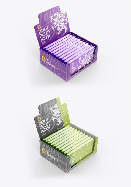 Display Box With Chocolate Bars Mockup 586519379