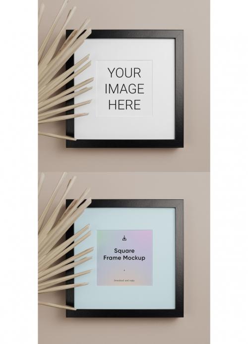 Square Frame with Plant Mockup 586576612