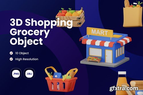 3D Icon Shopping Grocery Illustration Collection M52T4FU
