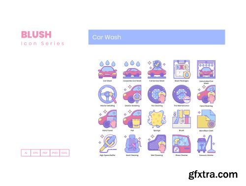 50 Car Wash Icons | Blush Series Ui8.net