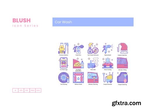 50 Car Wash Icons | Blush Series Ui8.net