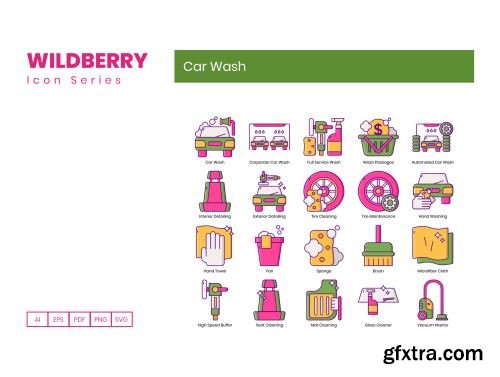 50 Car Wash Icons | Wildberry Series Ui8.net